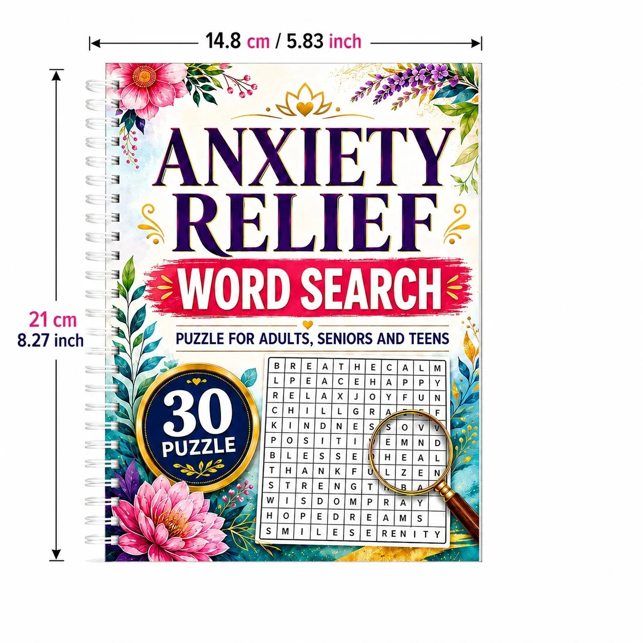 Anxiety Relief Word Search Book for Adults – Mindful Puzzles & Relaxation