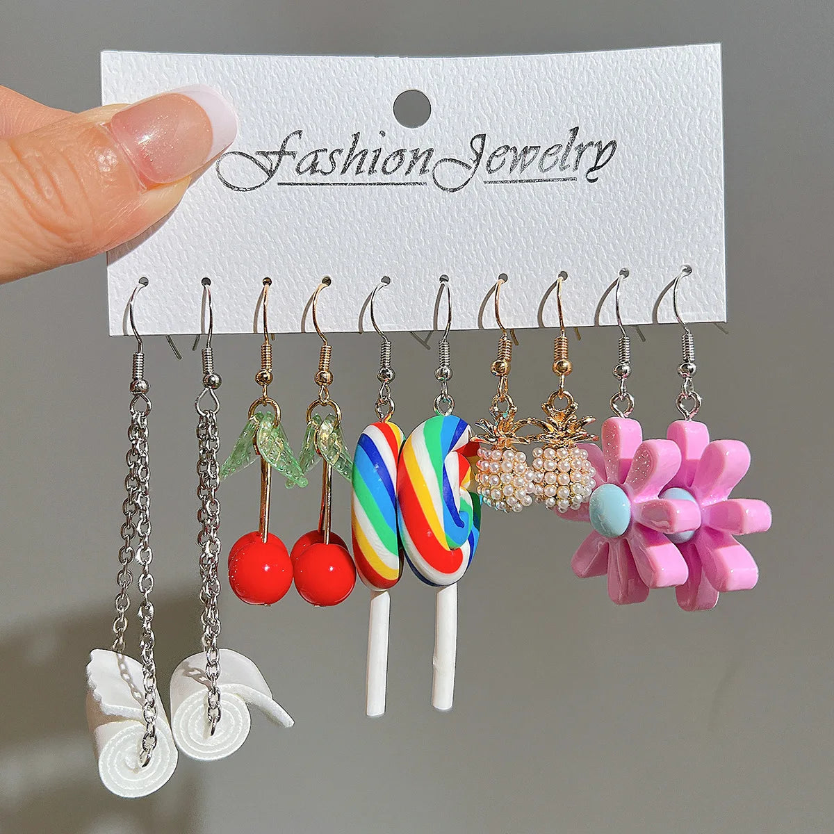 Candy Color Acrylic Earrings Set for Women Dopamine Bohemian Animal Cloud Fruit Drop Earrings for Girls Party Y2K Jewelry