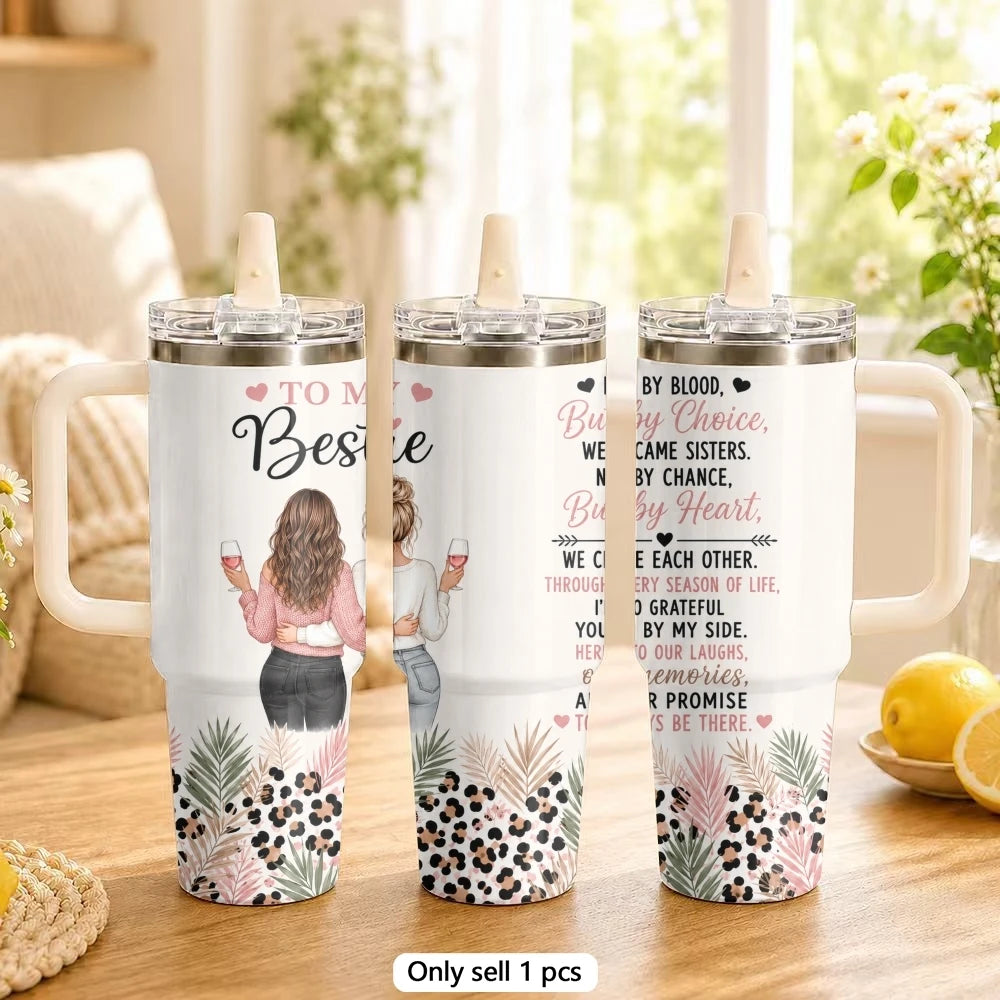 40oz Best Friend Tumbler – Insulated Stainless Steel Travel Mug with Straw