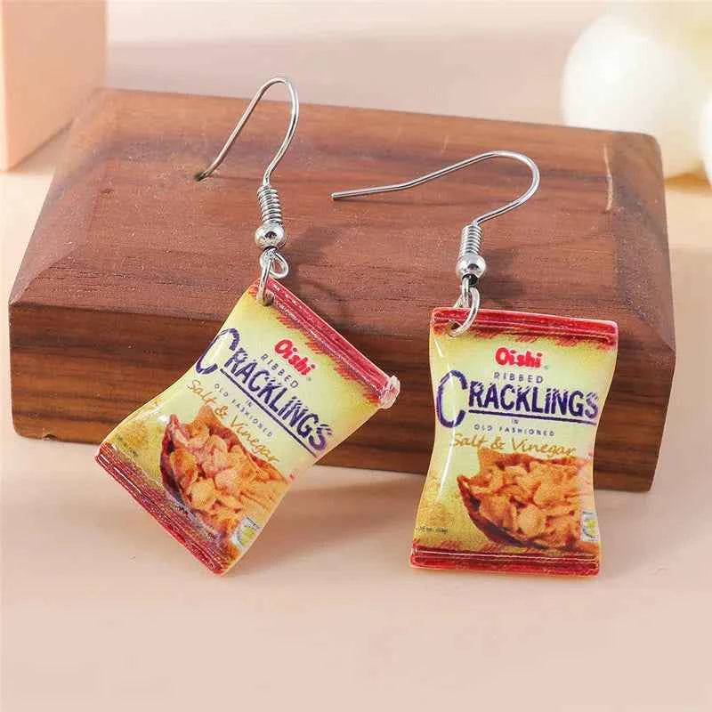Aihua New In Fashion Women Earrings Cute Resin Food Snacks Potato Chips Earrings Handmade Party Jewelry Gifts