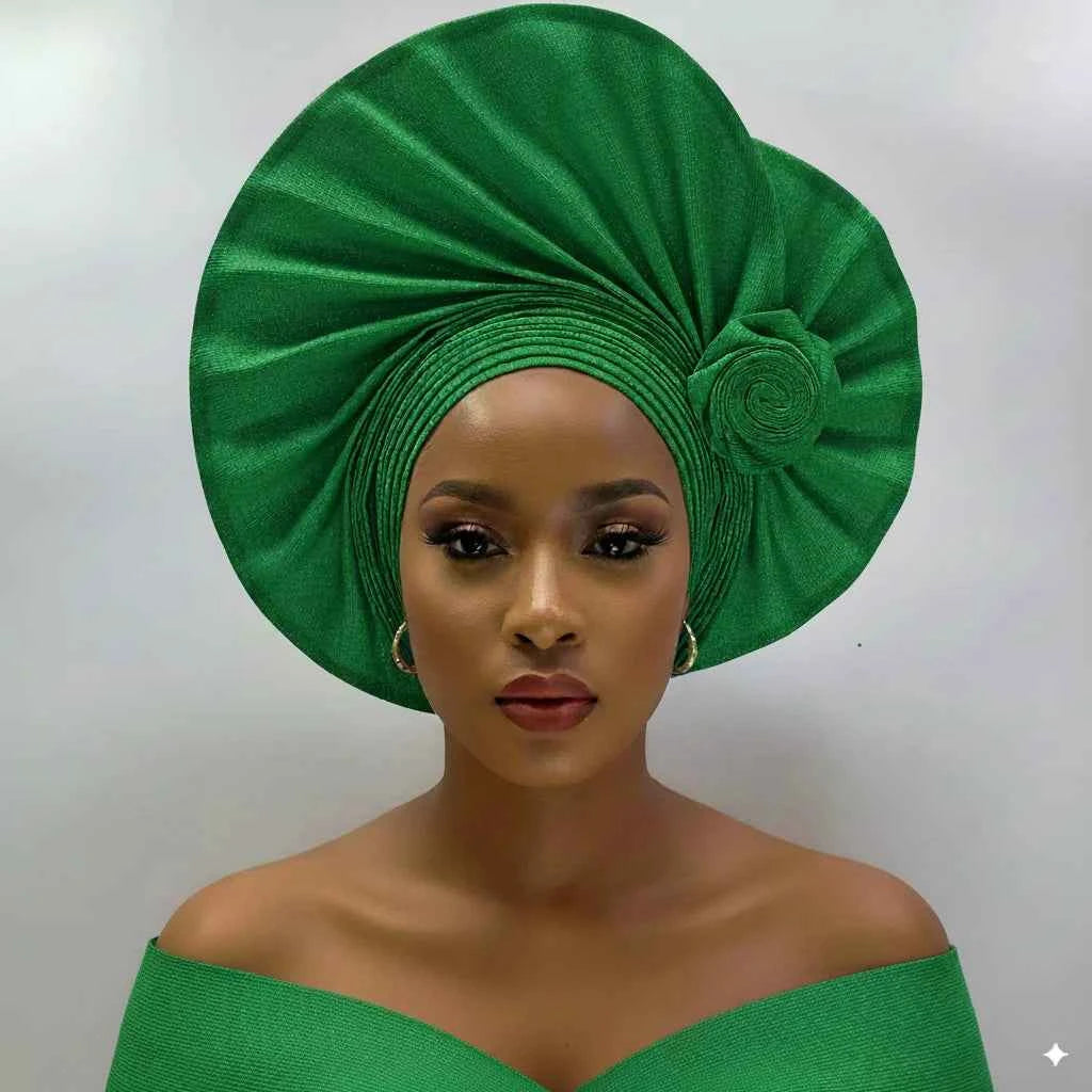 Already Made Headtie Pink African Headtie Gele Headwear for Wedding , Nigerian Braid Turbans Wraps,
