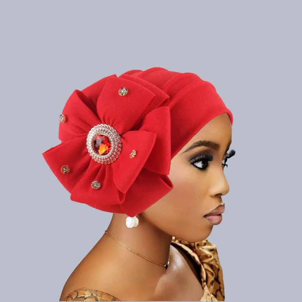 Fashion Diamond Flower Turban Caps for Women Headwear Hat Muslim Headscarf Bonnet Lady Bandana Hair Accessories Caps