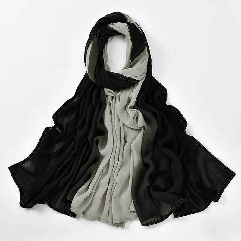 Big Size Gradient Women Cotton Rayon Crease Hijab Scarf Woman Long Wraps and Shawls Musulman Headband Islamic Turban
