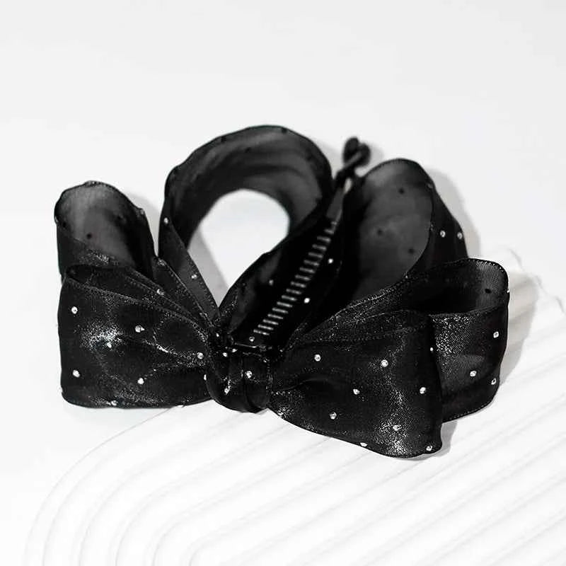 Lystrfac New Solid Color Fashion Fabric Bow Banana Hair Clips Hairpin for Women Back Head Ponytail Headdress  Hair Accessories