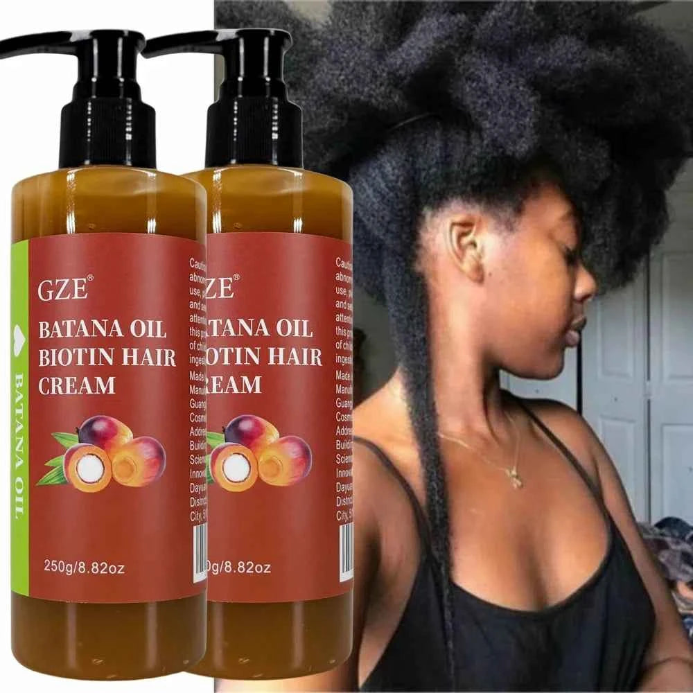 2 Pack  Batana Oil Biotin Hair Cream Strong Hair Anti-Breakage Repair Split Ends Silky For Dry Hair
