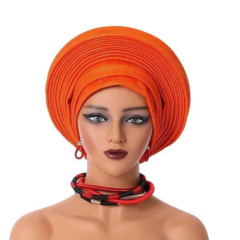 2025 Sequins Turban Chemo Cap for Women Ready to Wear African Auto Gele Headtie Nigeria Wedding Geles Female Head Wrap Headpiece