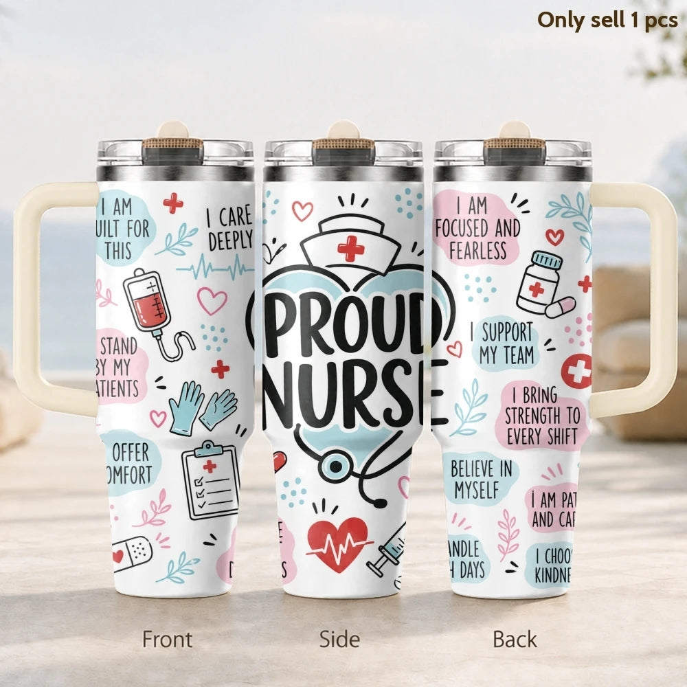 40oz Nurse Tumbler – Healthcare Nurse Quote Insulated Stainless Steel Cup