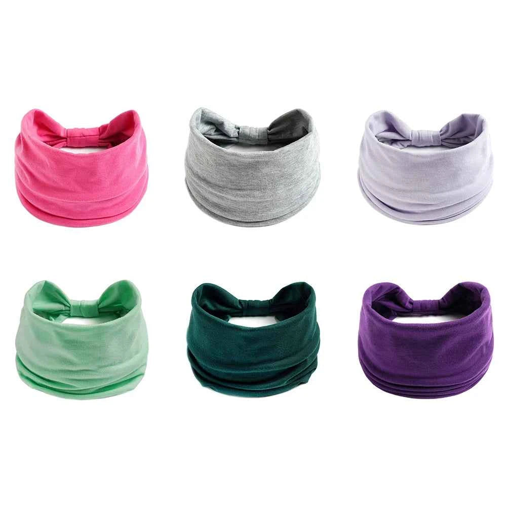 Women’s Solid Color Turban Headwrap – Soft Cotton Knot Headband Elastic Wide Hair Band for Yoga & Daily Wear