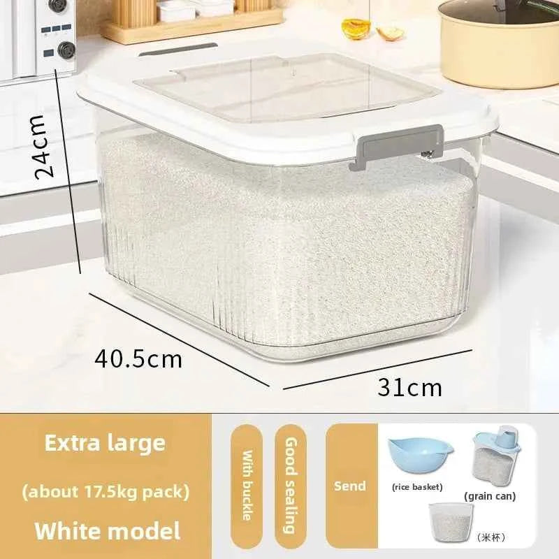 Kitchen Storage Box Rice Barrel Sealed Moisture Proof Bug Resistant Flour Tank Grain Storage Container Home Organization Bin