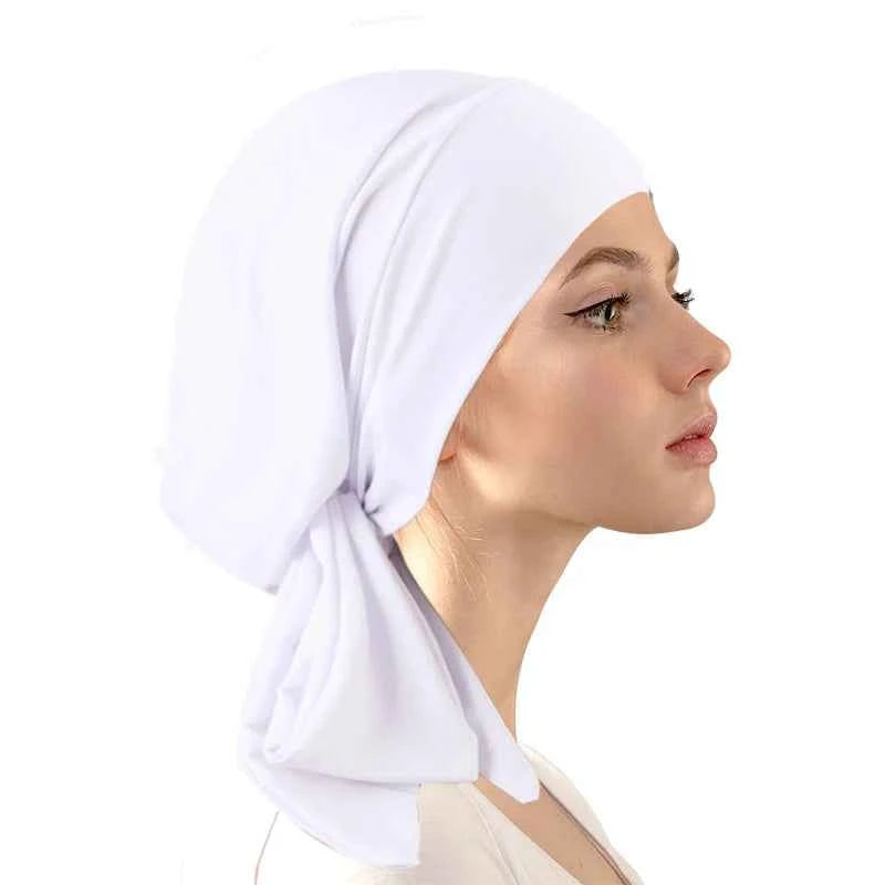 Women Muslim Turban Cap Soft Stretch Pre-Tied Hat Islamic Headscarf Turban Hat Bonnet Turbante Mujer Chemo Cap Headwear