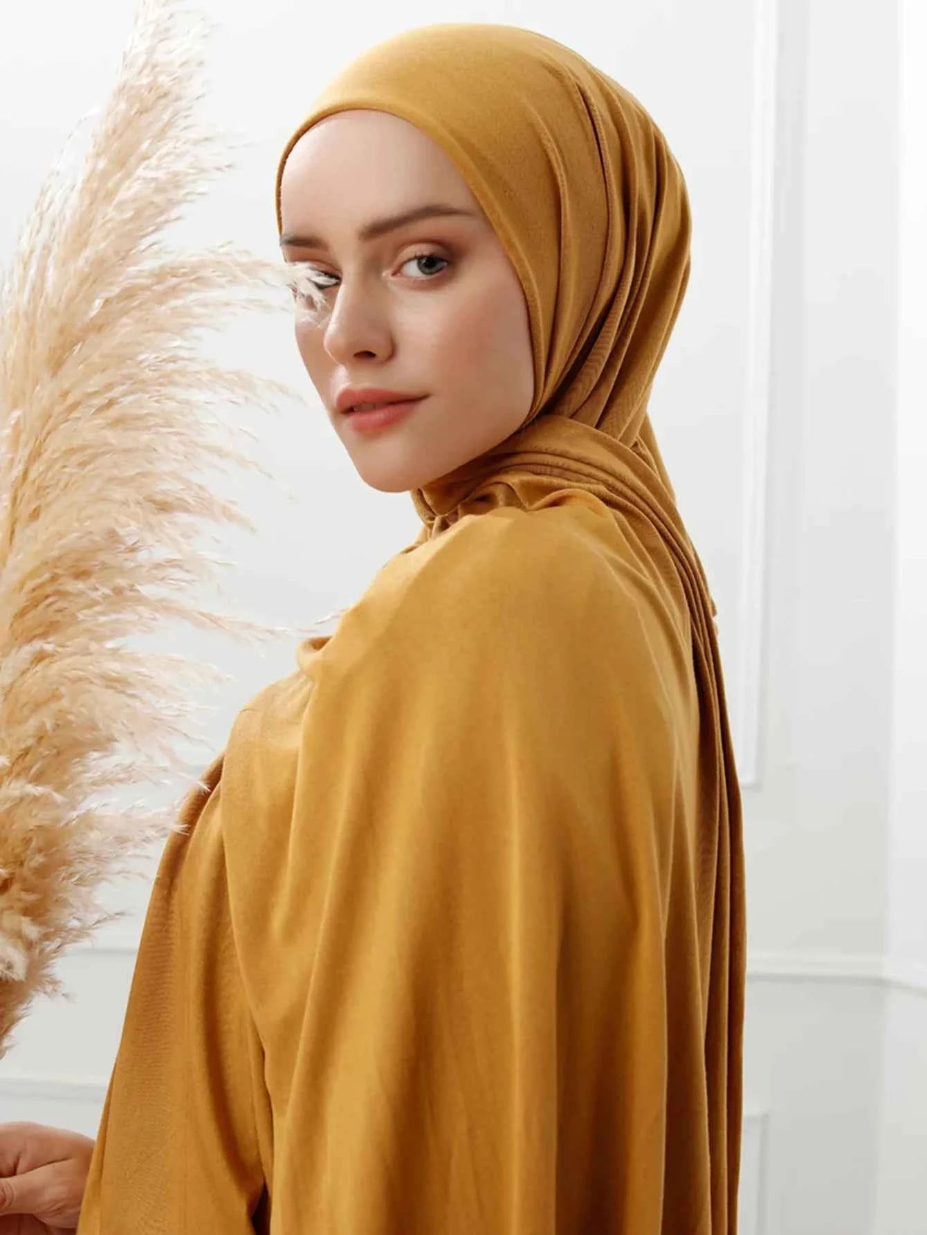 Premium Modal Cotton Jersey Hijab Scarf Muslim Long Shawl Women Plain Soft Turban Tie Head Wraps Africa Female Headband 170x60cm
