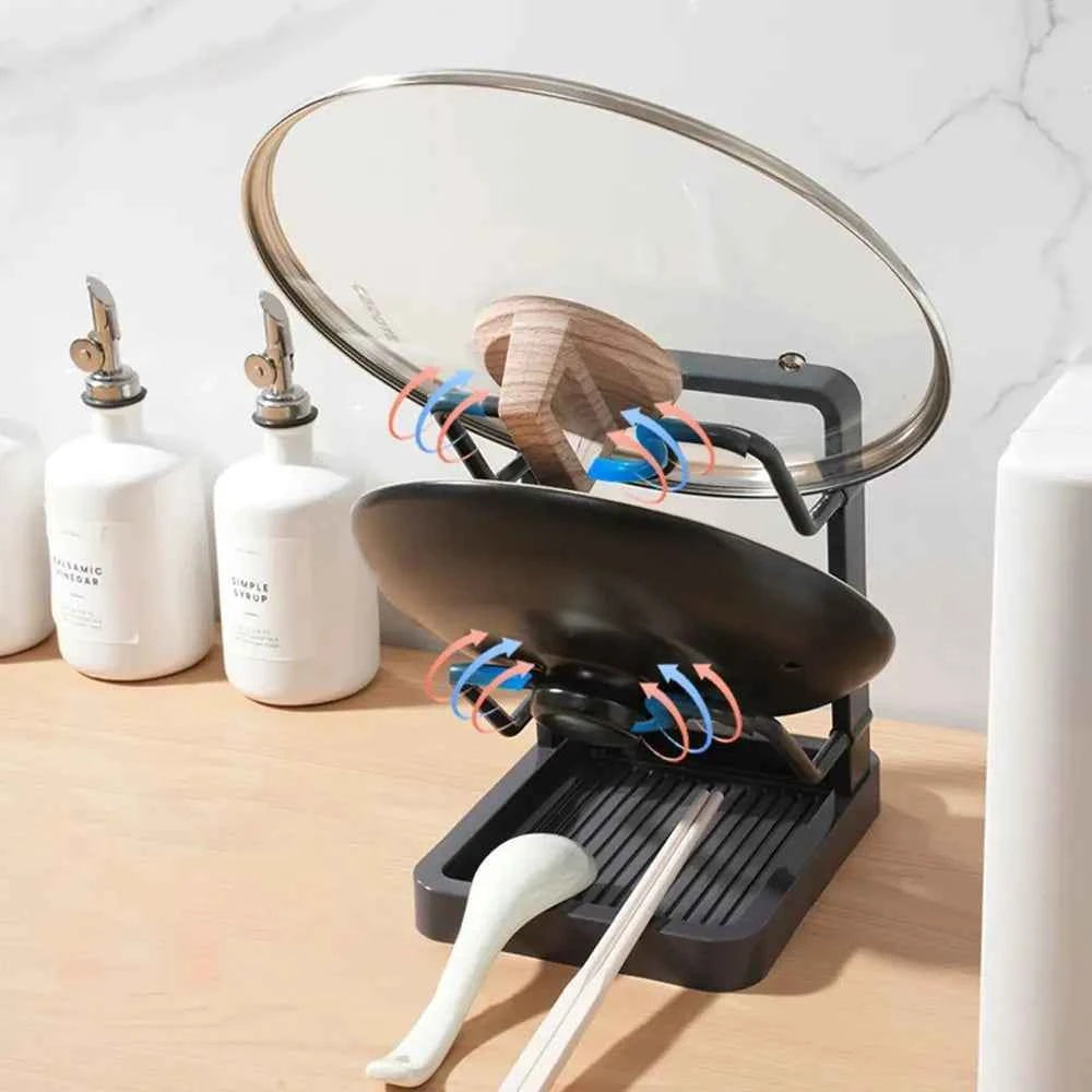 Double Layer Pot Lid Rack Non-slip Large Capacity Cutting Board Holder Draining Kitchen Storage Rack