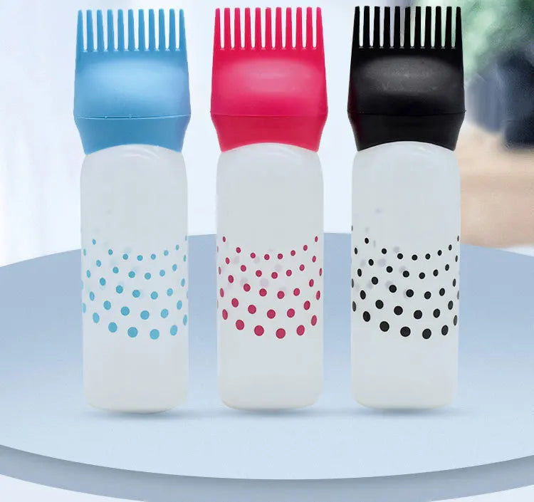 160ml Refillable Hair Coloring Bottle Applicator Comb Plastic Dyeing Shampoo Hair Comb Bottle Salon Hair Coloring Tools Supplies