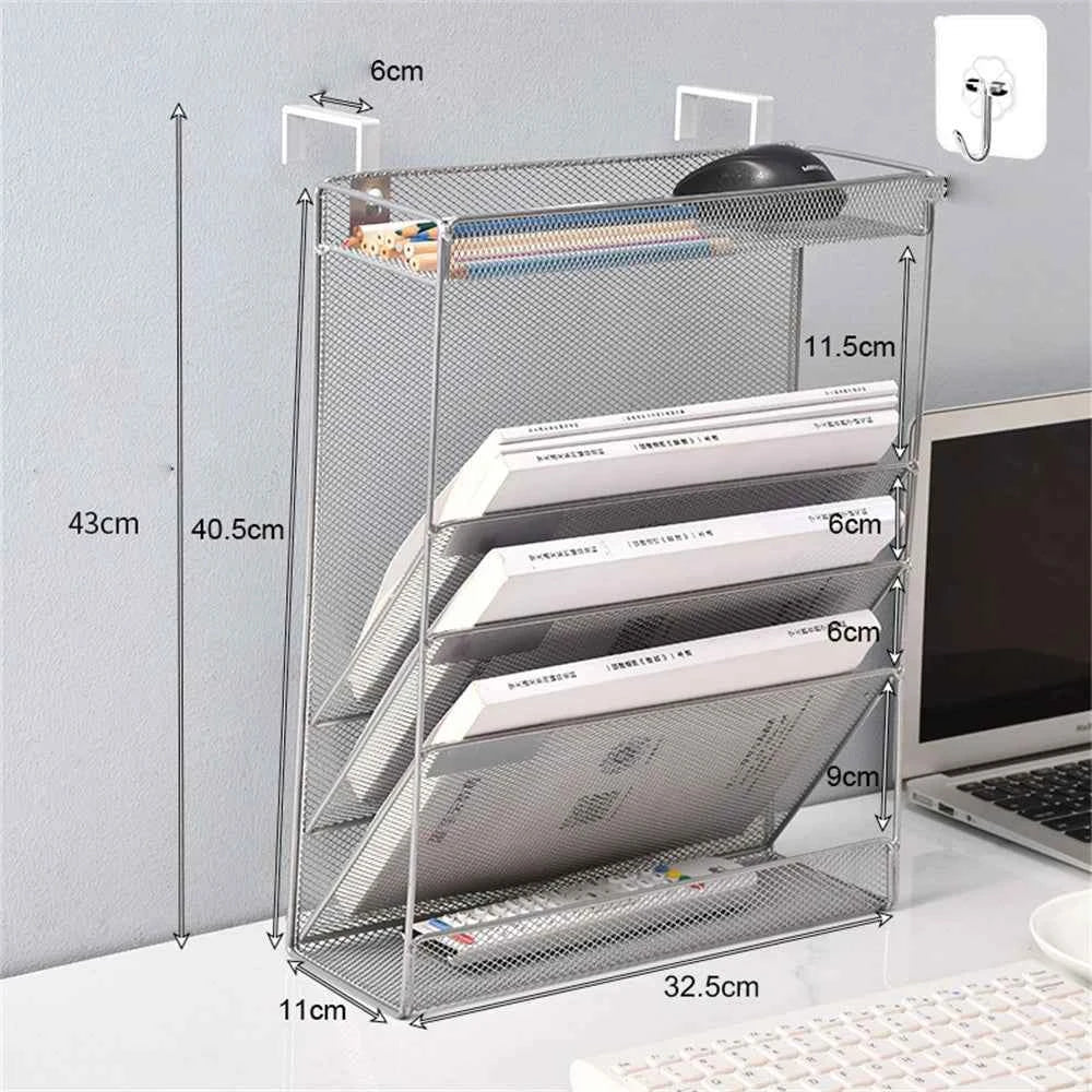 Metal Wall Mounted Magazines Newspaper Storage Rack For Home Office Books Newspapers Files Folder Desktop Tabletop Display Stand