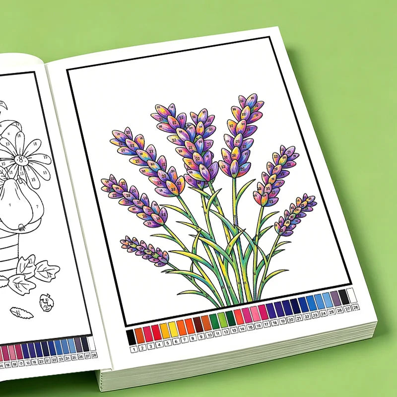 Color by Number Book for Adults – 32-Page Floral, Mandala & Wildlife Coloring