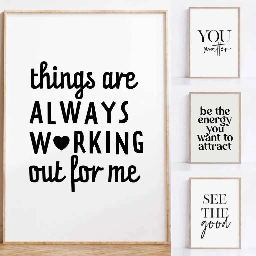 Trendy Minimalist Daily Affirmation Poster Printable Inspirational Wall Art Office Decor Self Love Catchphrases Canvas Painting