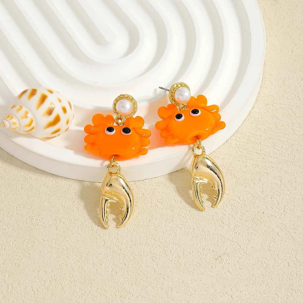 Fashion Enamel Sea Animal Dangle Earrings For Women Cute And Fun Summer Beach Starfish Lobster Crab Jewelry 2025 Ear Accessories