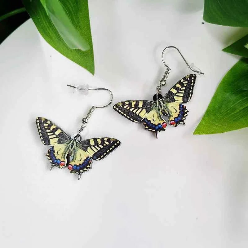 Party Unusual Acrylic Colors Butterfly Moth Hanging Pendants Earrings For Women Girls Cute Gradient Colorful Insect Jewelry Gift
