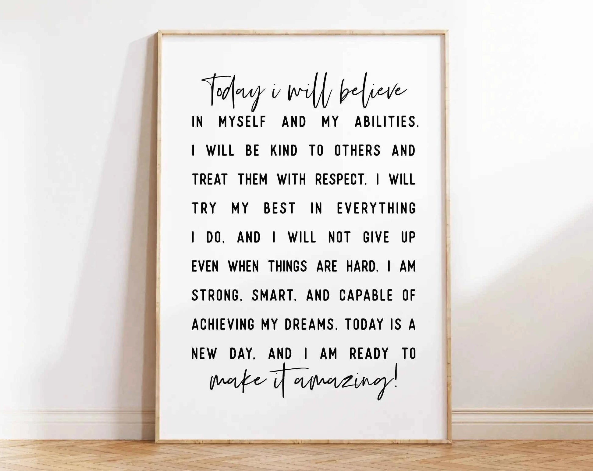 Trendy Minimalist Daily Affirmation Poster Printable Inspirational Wall Art Office Decor Self Love Catchphrases Canvas Painting