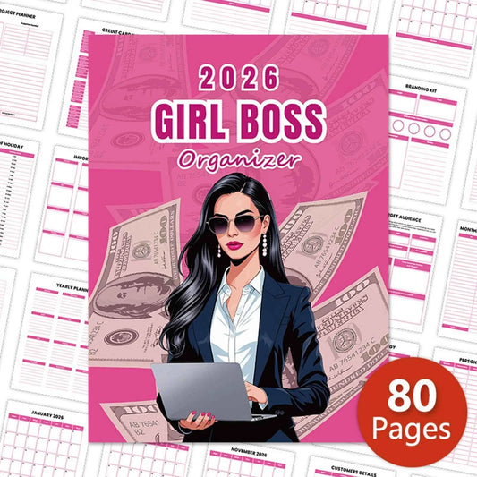 2026 Girl Boss Planner for Women Organizer with Durable Cover and Large Capacity 28.5x21cm for Work Schedule Goal Tracking