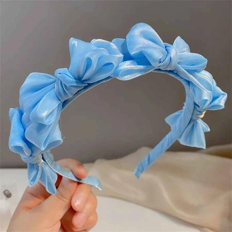 New Temperamen Headwear Hair Accessories Spring Summer Mesh Silk Hairband Korean Style Hairband Women Headband Bow Hair Hoop