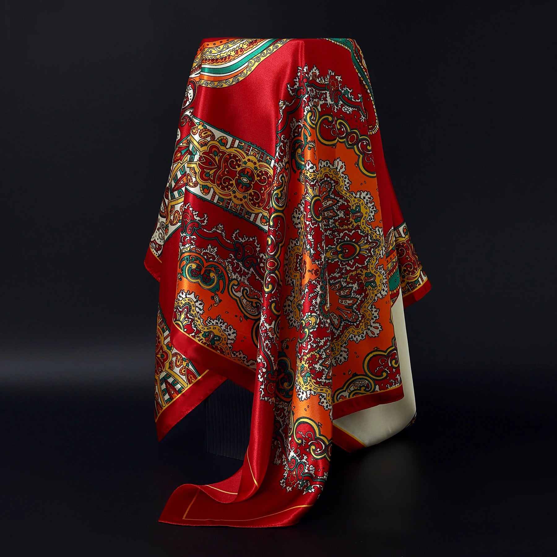 1 piece 35.4 inches Women Shawls Fashion print Summer Kerchief Luxury Brand 90X90CM Bandanna New Foulard Satin Square Headcloth - NamafadStore