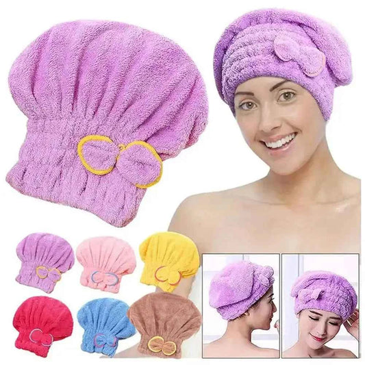 Microfiber Hair Turban with Bow Knot Super Absorbent Quick Dry Hair Wrap for Long Hair Women Shower Bath Cap Fashion Hair Towel