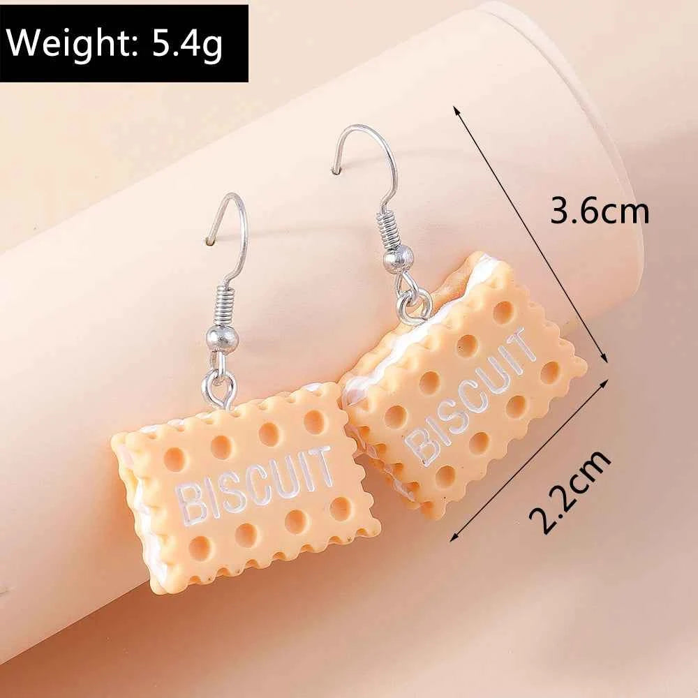 Cute Resin 3D Simulation Food Earrings for Women French Fries Cookies Ice Cream Hamburg Pizza Chocolate Girl Kids Gift