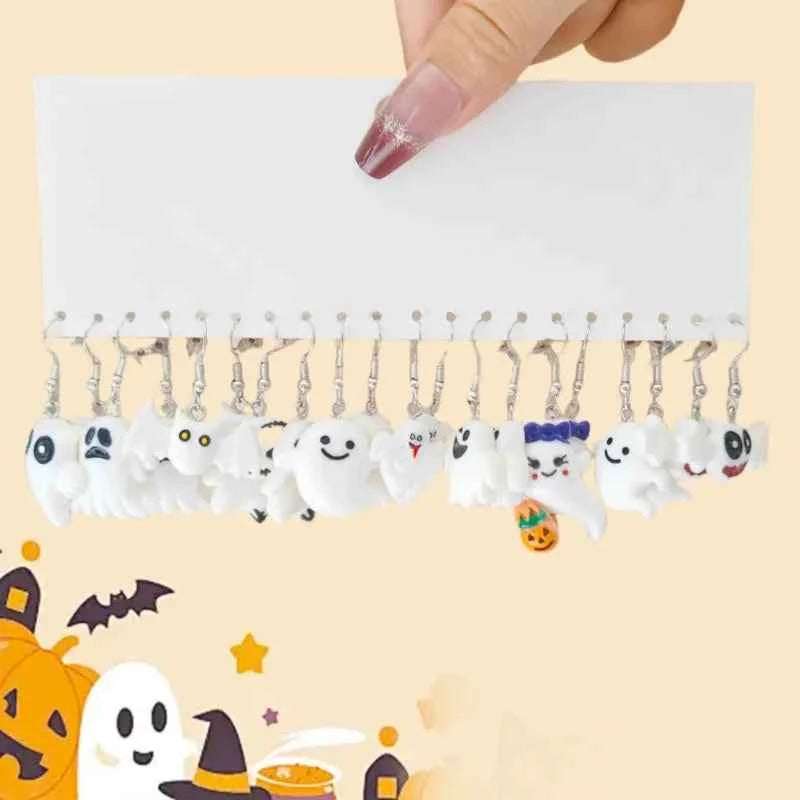 Halloween Resin Earrings Fun Creative Simulation Pumpkin Ghost Demon Clown Earrings Set