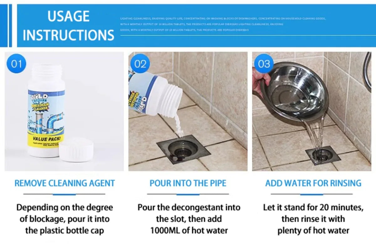 100g Powerful Sink Drain Cleaner High Efficiency  Clog Remover Kitchen Sewer Power Pipe Channel Powder Cleaning Tools