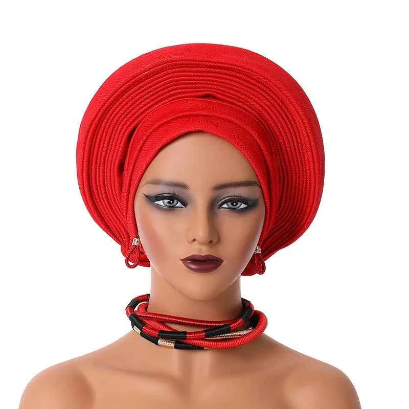 African Headtie Nigerian Aso Oke Headtie Women Hijab Head Wrap Turban Chemo Caps Gele Femme Scarf High Quality for Wedding Party