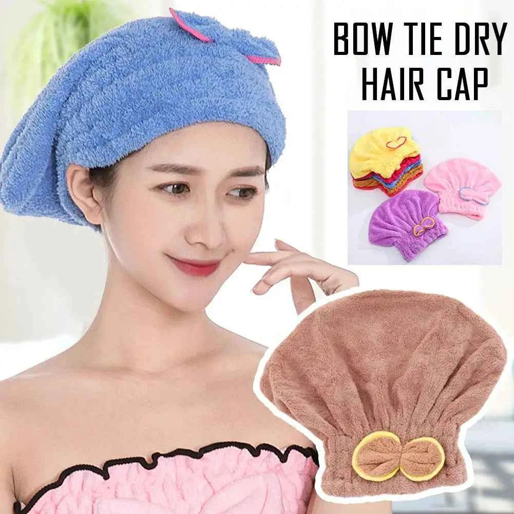 Microfiber Hair Turban with Bow Knot Super Absorbent Quick Dry Hair Wrap for Long Hair Women Shower Bath Cap Fashion Hair Towel
