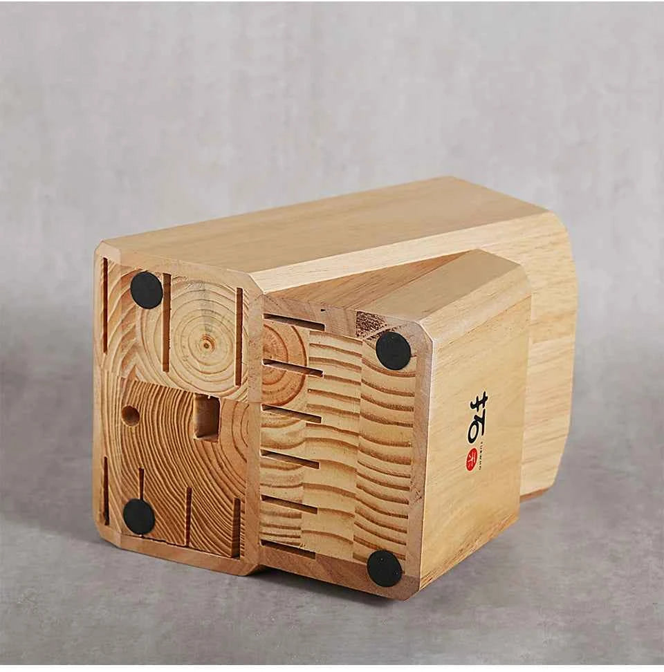 TURWHO Knife Stand Acacia Solid Wood For 15PCS Kitchen Knives Set Scissors Sharpening Rod Holder Knife Block Shelf Storage Tools