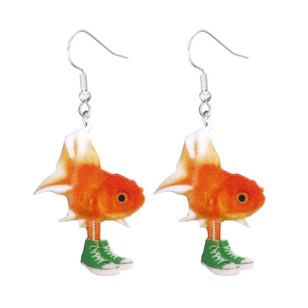 Animal earrings made of acrylic, cute and funny, cat, hamster, dog, cow