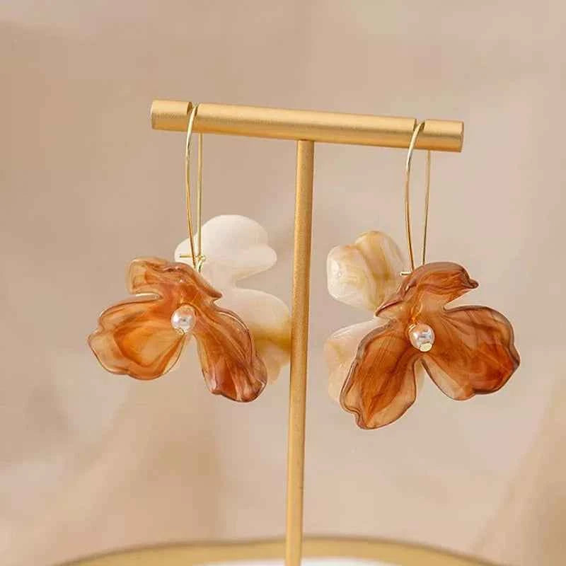 Long Drop Acrylic Flower Hoop Earrings For Women Fashion Jewelry Trendy New Style Holiday Accessories Romantic Gifts MQF169