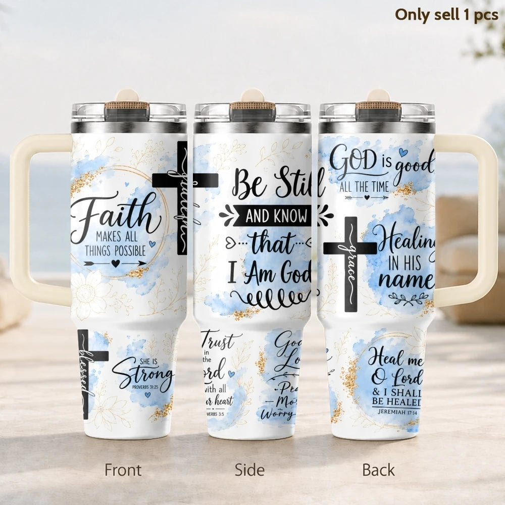40oz Faith Affirmations Tumbler – Christian Insulated Stainless Steel Travel Mug