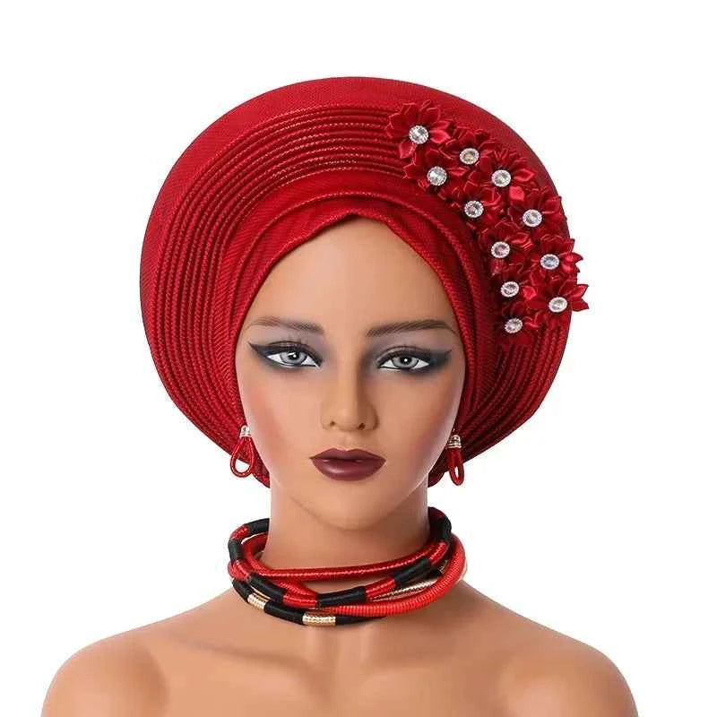 2025 Sequins Turban Chemo Cap for Women Ready to Wear African Auto Gele Headtie Nigeria Wedding Geles Female Head Wrap Headpiece