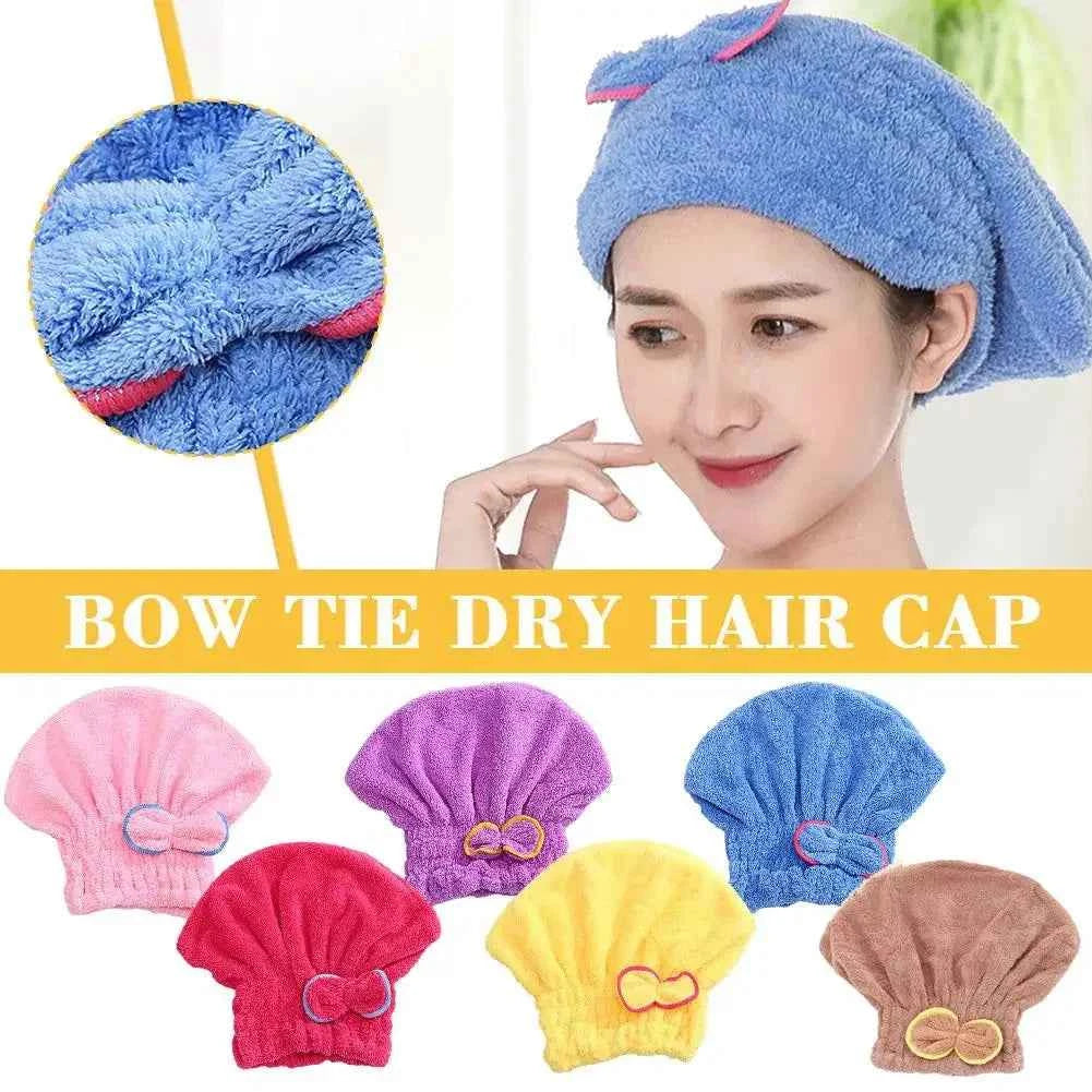 Microfiber Hair Turban with Bow Knot Super Absorbent Quick Dry Hair Wrap for Long Hair Women Shower Bath Cap Fashion Hair Towel