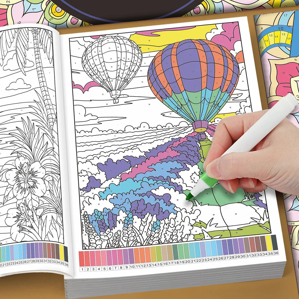 Adult Color by Number Book – Mandala, Floral & Wildlife Relaxing Coloring