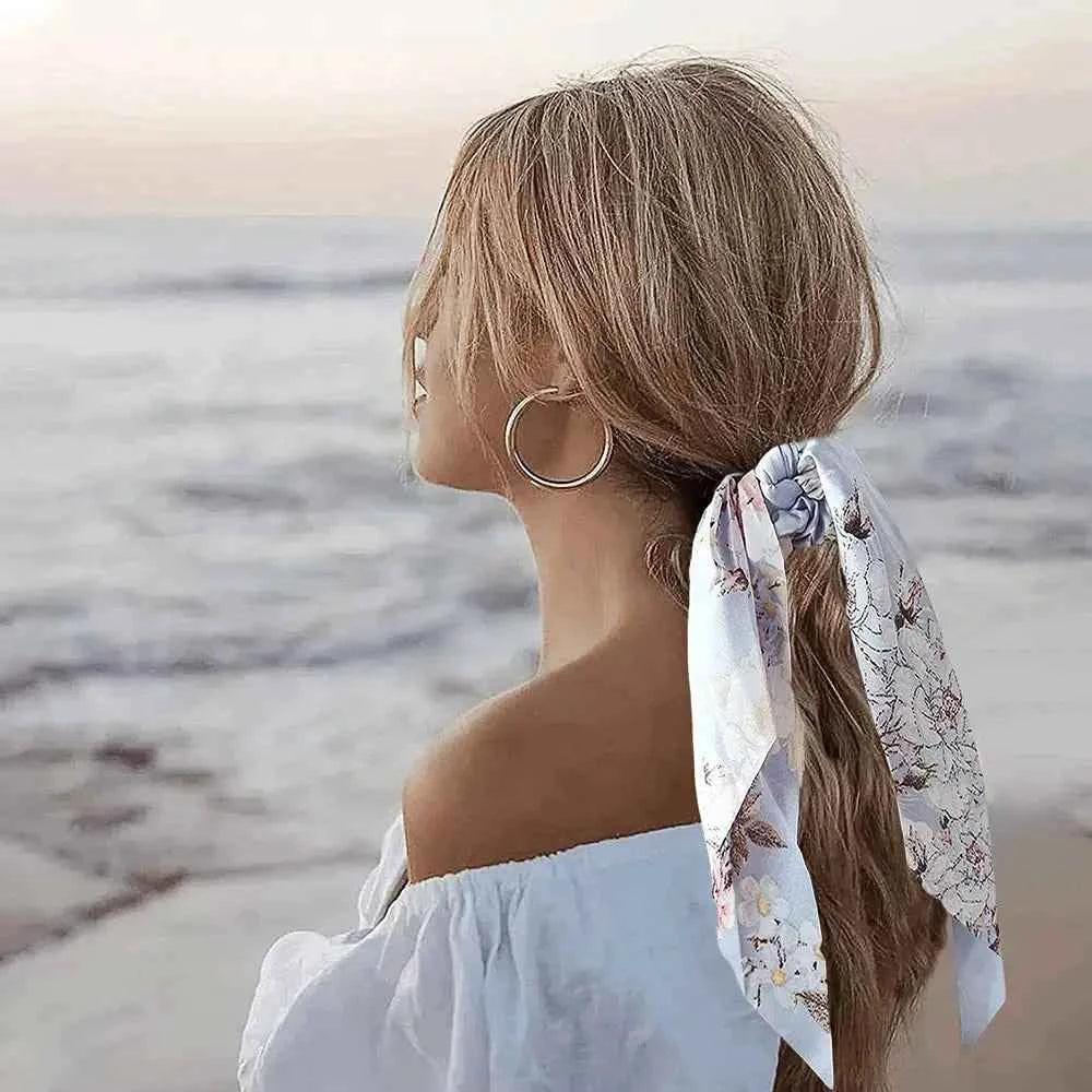 Fashion Dots Scrunchies Long Hair Rope Korean Hair Ties for Women Ponytail Scarf Sweet Elastic Hair Band Hair Accessories