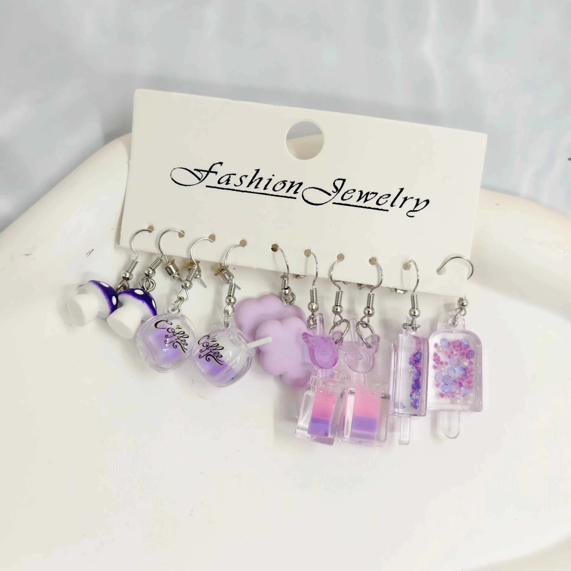 Colorful Acrylic Earring Set Mushroom Ice Cream Candy Dopamine Earrings