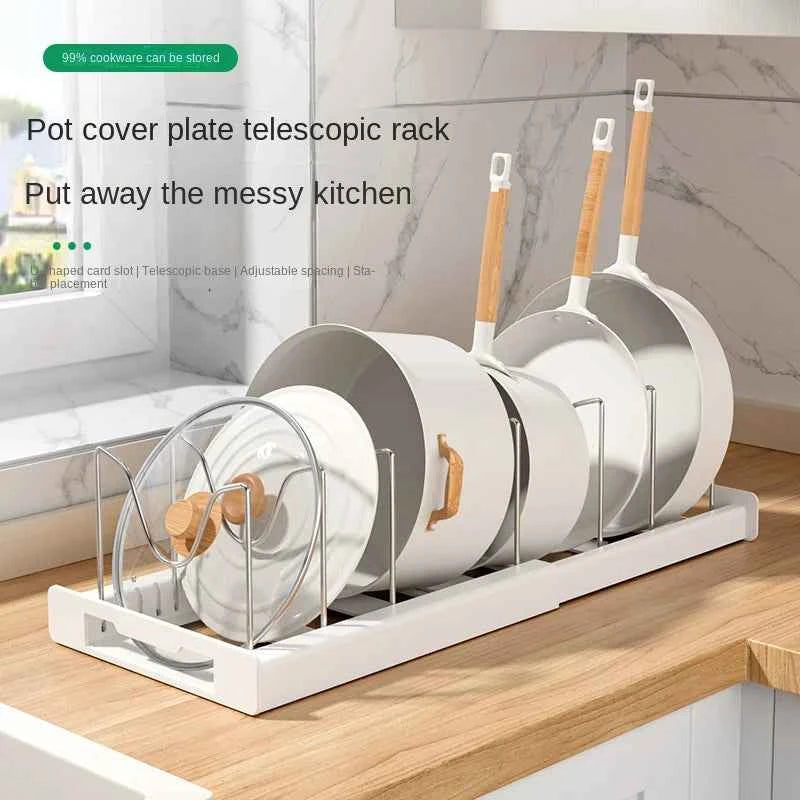 Kitchen utensil artifact pot storage rack Foldable kitchen utensil storage rack Kitchen pot lid storage rack