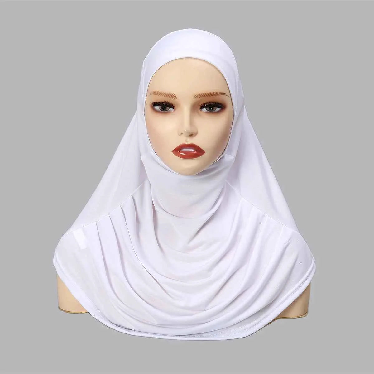 New Ready To Go wear Instant Hijab for Women Solid Color Hemp Headscarf Neck Cover Sports Hijabs Pinless Islam Shawls and Wraps