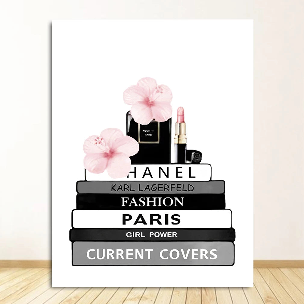 Nordic Wall Art Canvas Painting Lashes Black Lips Women Poster Print Simplicity Perfume Books Picture Modern Salon Beauty Decor