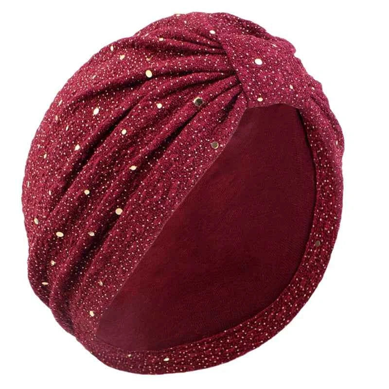 Women Knitted Twist Turban Hat Elegant Muslim Sequin Hijab Scarf Twist Headband Headwrap  Ladies Indian Hijab Turbante