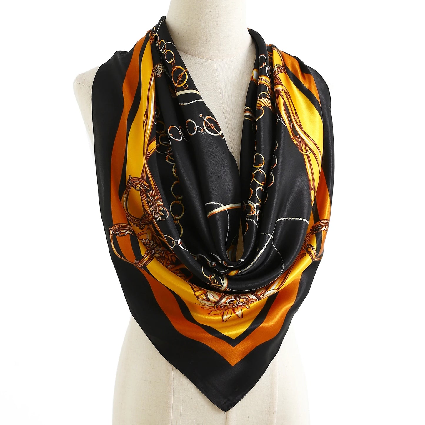 1 piece 35.4 inches Women Shawls Fashion print Summer Kerchief Luxury Brand 90X90CM Bandanna New Foulard Satin Square Headcloth