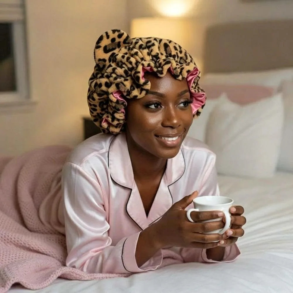 Creative Soft Hair Drying Cap Absorbent Microfiber Dry Hair Towel Leopard Print Bowknot Hair Towels Face Wash