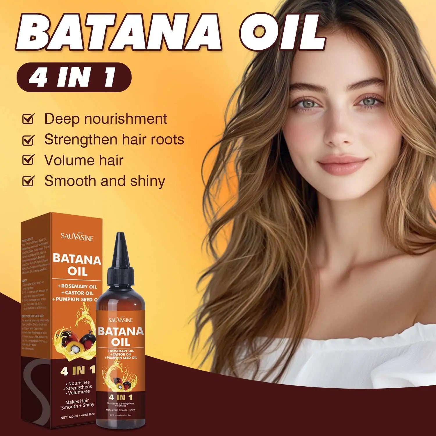 120ML 4 IN 1 Batana Hair Oil Nourishes Hair Follicles And Smoothen Hair With Nourishing Hair Oil 2025 New - NamafadStore