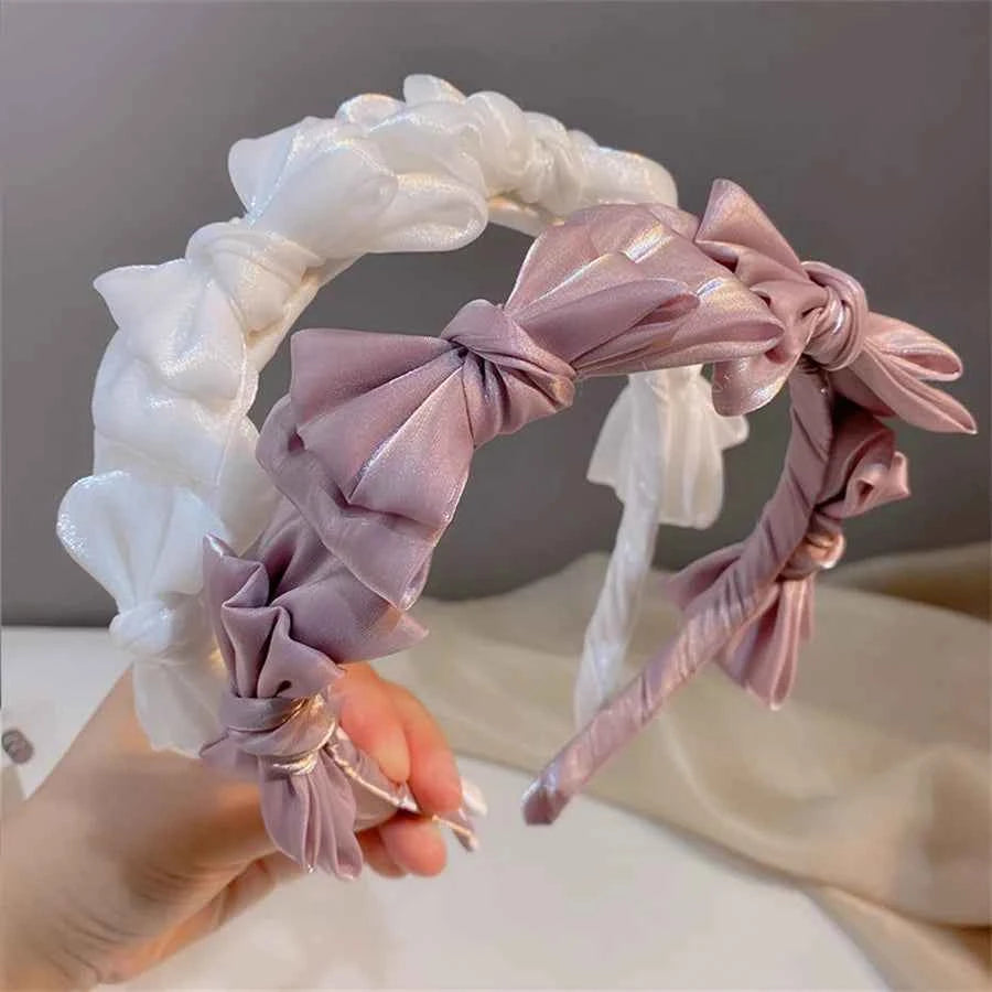 New Temperamen Headwear Hair Accessories Spring Summer Mesh Silk Hairband Korean Style Hairband Women Headband Bow Hair Hoop