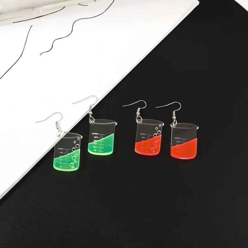 Creative Transparent Scale Cup Pendant Earrings Personalized Trendy Chemical Beakers Women's Earrings